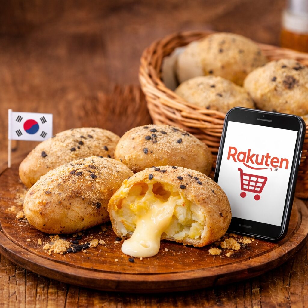 楽天でお取り寄せできる韓国発祥のカムジャパン（じゃがいもパン）。チーズがとろける断面の写真