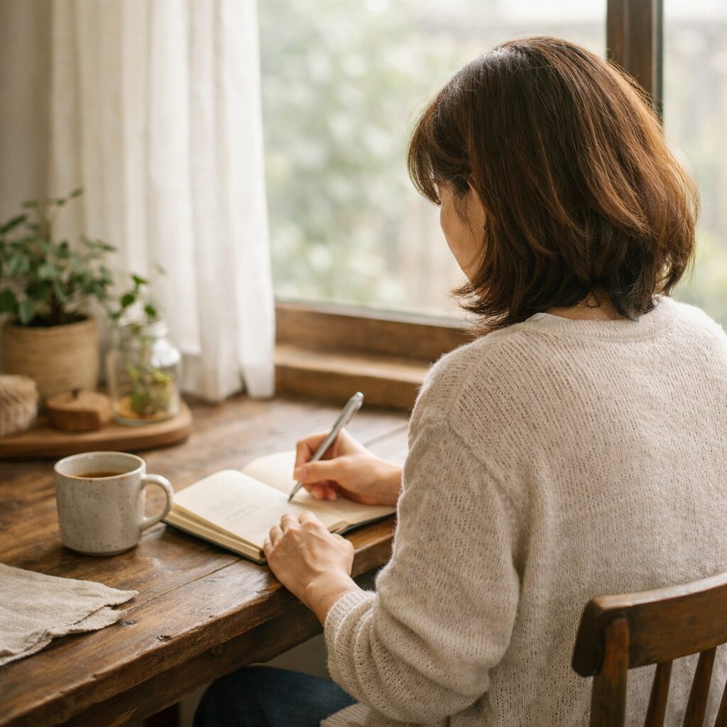 ひとり時間を楽しむ50代女性｜自然光のある静かな暮らし