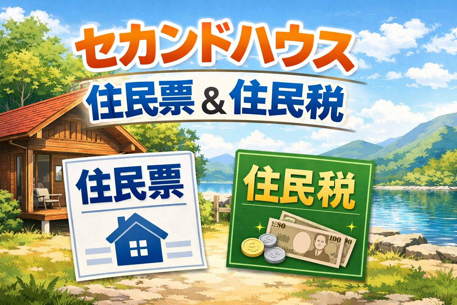 セカンドハウスの住民票と住民税の関係を解説するイメージイラスト